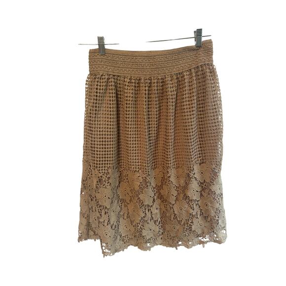 J Gee Khaki Elastic Waist Lace Skirt Large NWT - Picture 1 of 4